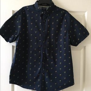 Button up short sleeve flamingo shirt